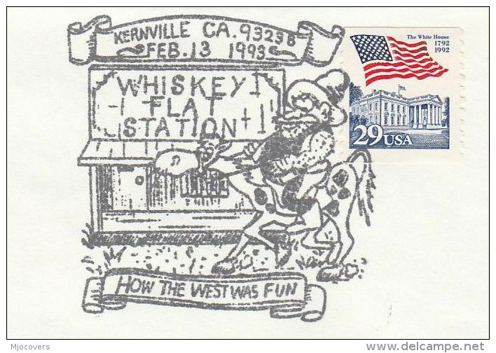 1993 WHISKEY FLAT 'How The WEST WAS FUN' Kernville USA EVENT COVER Illus HORSE Stamps Whisky Alcohol Drink Horses Stamps - Wines & Alcohols