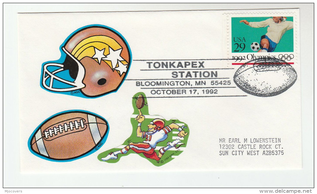 1993 USA BLOOMINGTON AMERICAN FOOTBALL  EVENT COVER Soccer Stamps  Sport - Other & Unclassified
