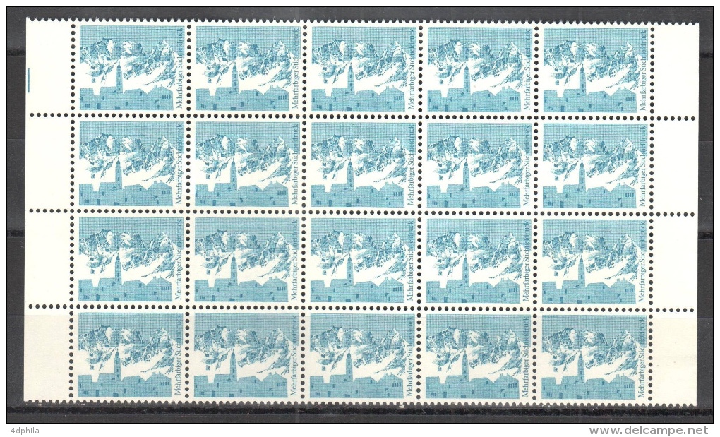 SWITZERLAND 1966 Village And Mountains (A) - Block Of 20 Dummy Stamps - Specimen Essay Proof Trial Prueba Probedruck - Variétés