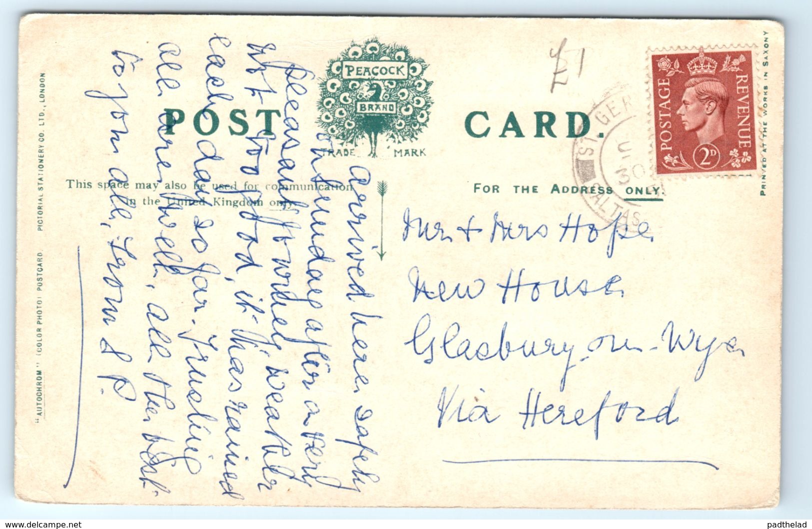 POSTCARD PLYMOUTH EDDYSTONE LIGHTHOUSE IN A STORM 1951 POSTMARK GLASBURY ON WYE - Plymouth