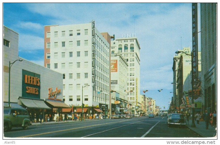 Spokane Washington, Riverside Avenue Street Scene, Business Signs, C1950s Vintage Postcard - Spokane