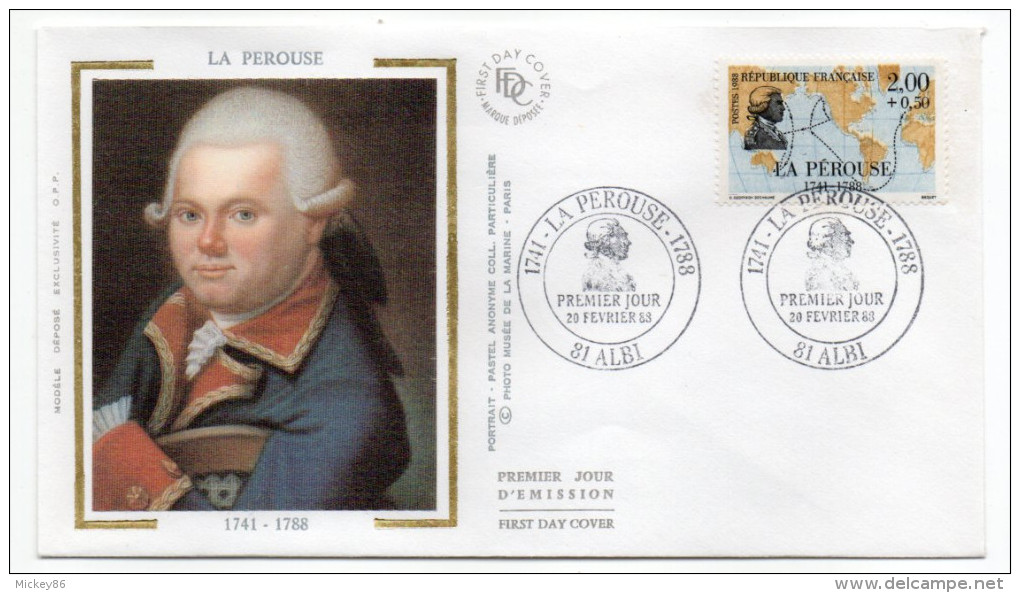 1988--enveloppe FDC Soie--Explorateurs--LA PEROUSE -cachet  ALBI--81 - 1980-1989