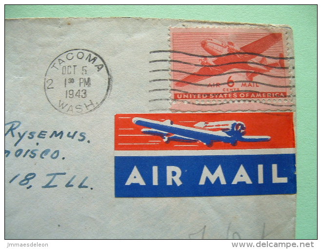 USA 1943 Cover To Chicago - Plane - Air Mail Label - Covers & Documents