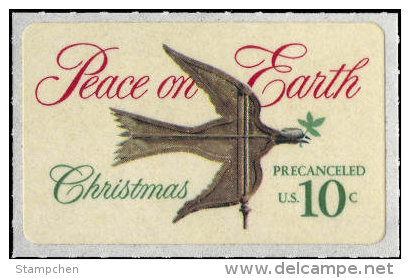 1974 USA Christmas Seasons Greeting Stamp Sc#1552 First Self-Adhesive Issue Dove Weather Vane Bird - Climate & Meteorology