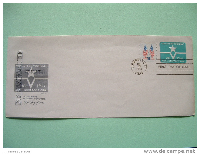 USA 1974 FDC Stationery - Non Profit Volunteer Yourself - Flag - 1961-80