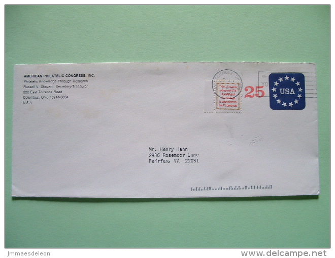 USA 1992 Stationery To Fairfax - Stars 25c - Stamp To Have Equivalent To F Postage - 1981-00