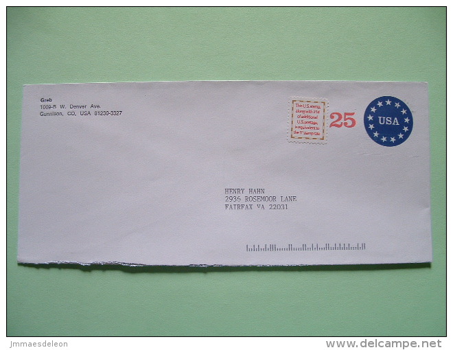 USA 1992 Stationery To Fairfax - Stars 25c - Stamp To Have Equivalent To F Postage - 1981-00