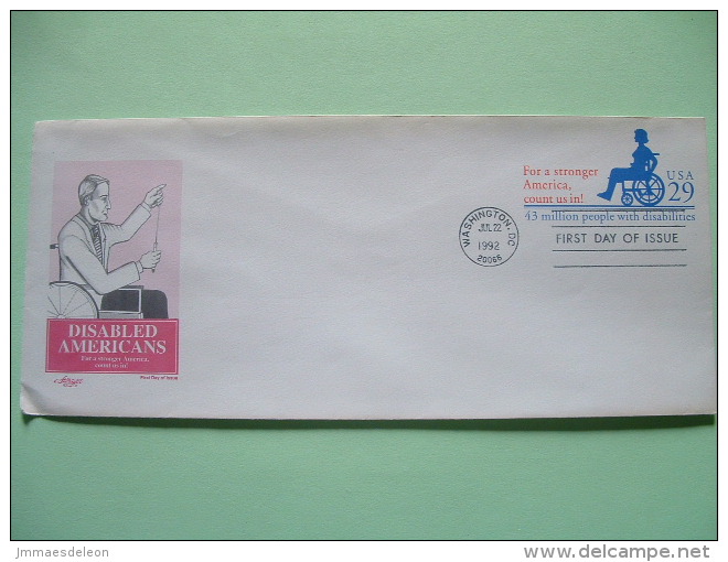USA 1992 FDC Stationery - Disbled Person Wheelchair - Washington - 1981-00