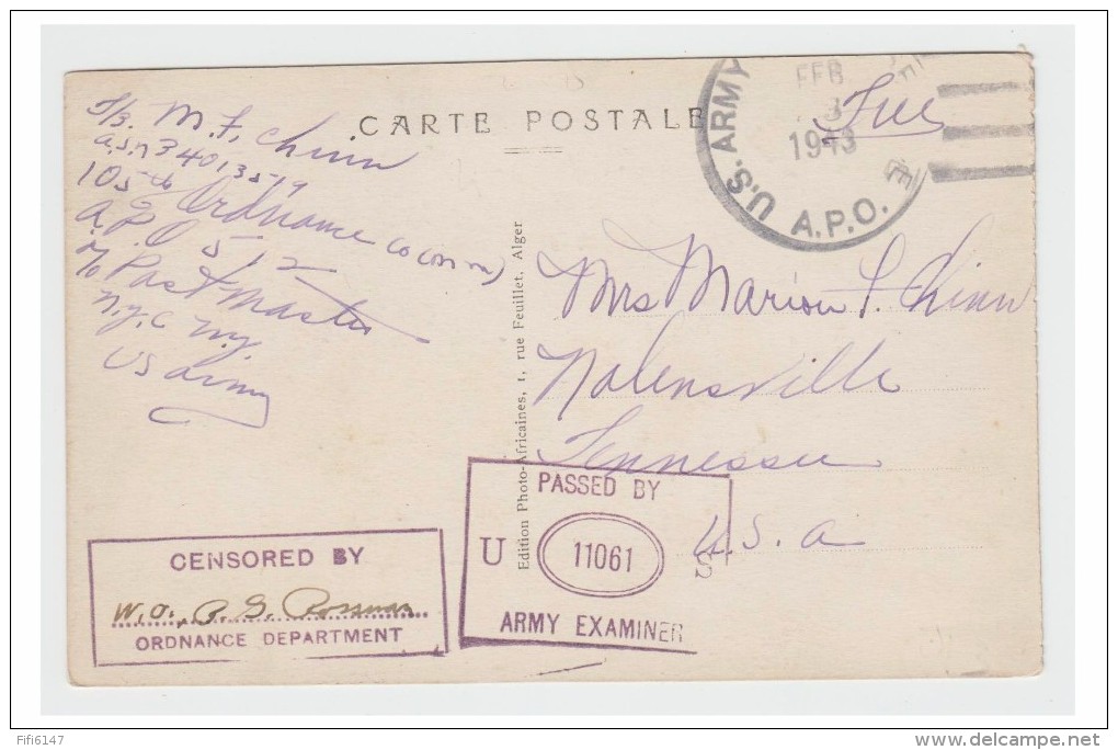 USA -- WW2 -- APO AFRIQUE DU NORD -- 1943 -- CENSURE -- - Poststempel