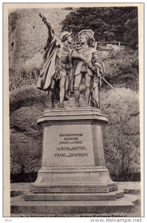 AK Bad Münster A. Stein Bei Kirn, Idar-Oberstein, Simmern, Rhaunen, Bad Kreuznach -Hutten-Sickingen-Denkmal - Bad Muenster A. Stein - Ebernburg