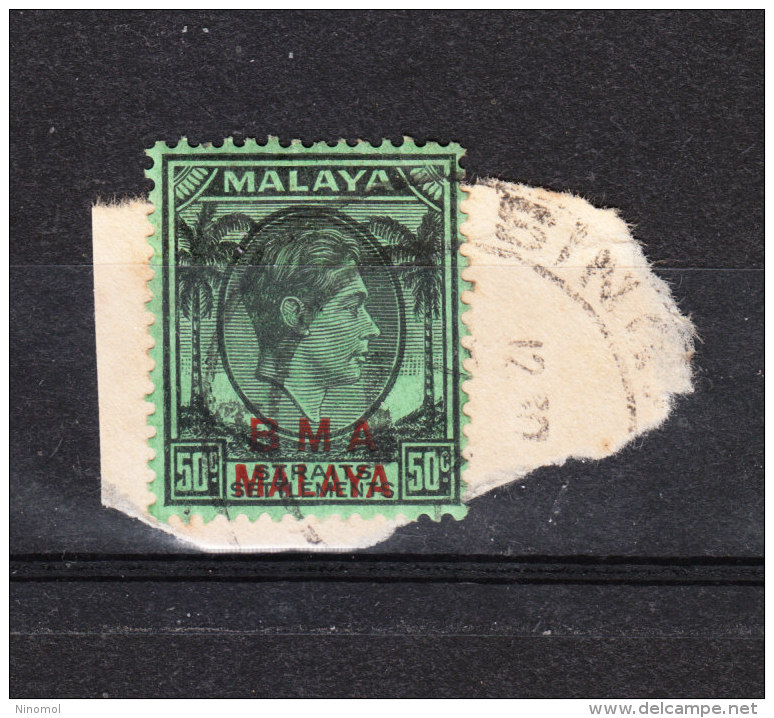 Malaya  -   1945.  British Military Administration.   50 C.  On Fragment - Malaya (British Military Administration)