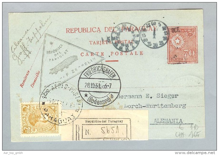 Paraguay 1931-10-28 R-Zeppelinkarte Nach Deutschland - Paraguay