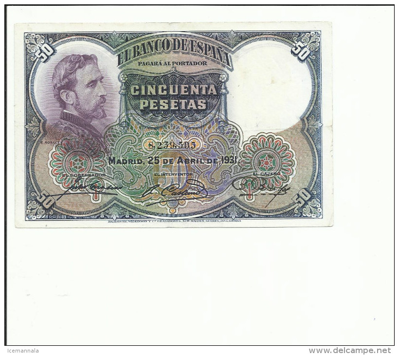 BILLETE 50 PESETAS 1931 - 50 Peseten