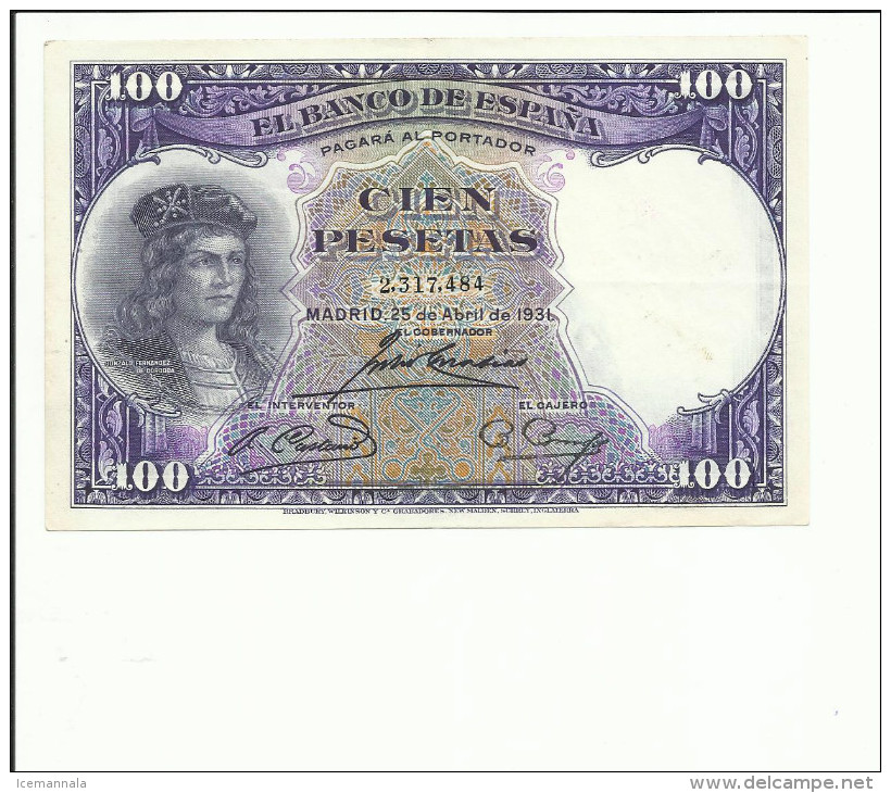 BILLETE 100 PESETAS 1931 - 100 Peseten