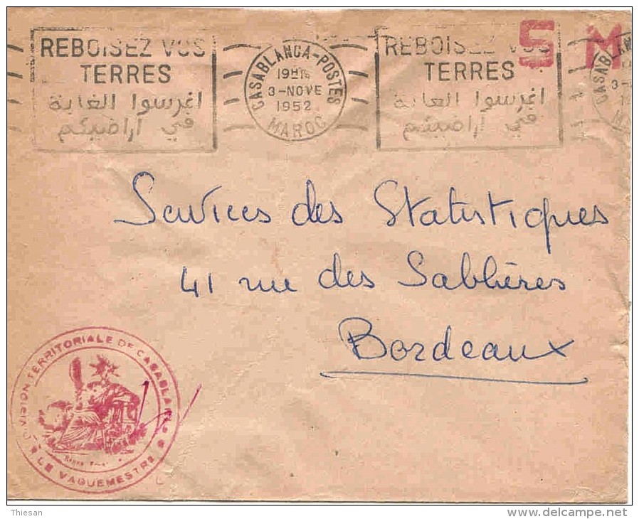 Maroc Marokko Morocco Marruecos Casablanca 1952 Lettre SM Cover Brief Carta - Briefe U. Dokumente