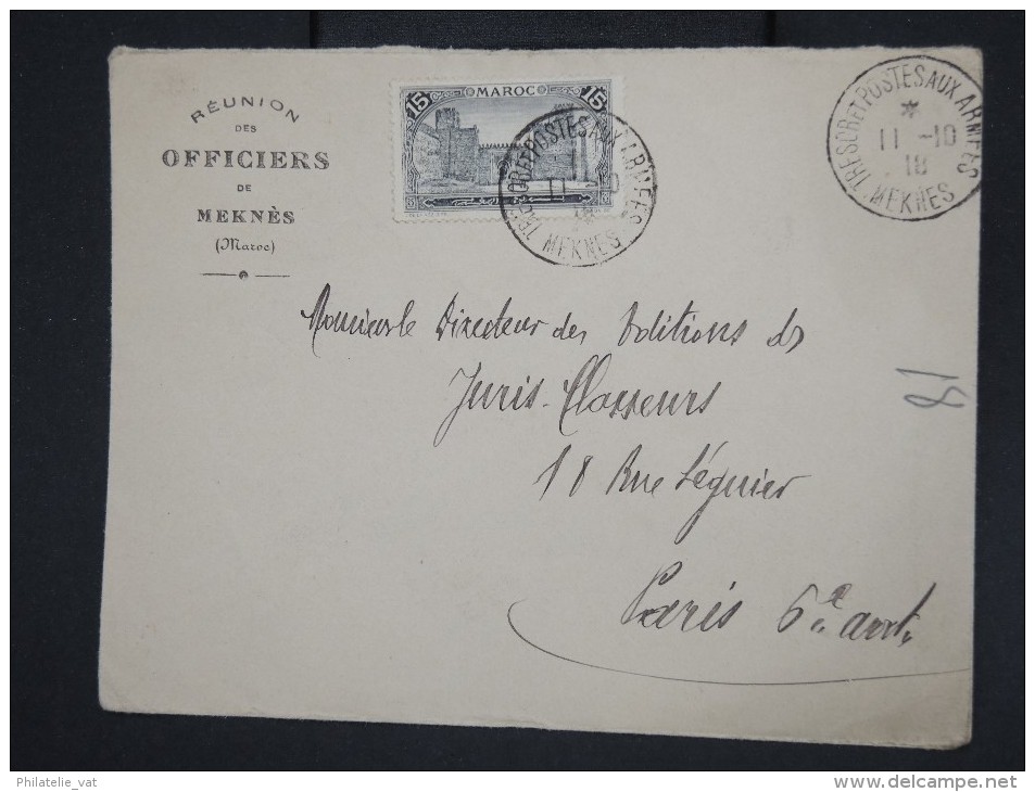 FRANCE - MAROC - Enveloppe Obl. " Trésor Et Postes Aux Armées Meknés 1918"  Pour Paris En 1925 - à Voir - Lot P7839 - Briefe U. Dokumente