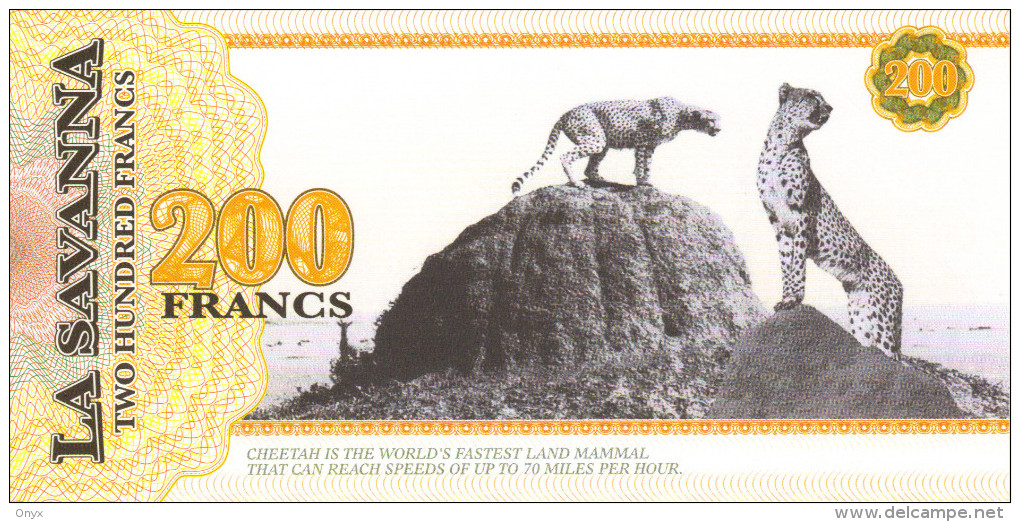 LA SAVANNA - 200 FRANCS 2015 / SERIE A/1 - JAGUAR - Specimen