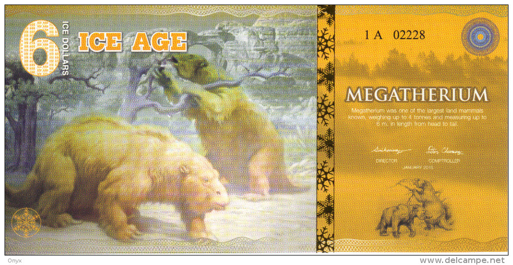 ICE AGE - 6 DOLLARS 2015 / SERIE 1 / A - LE MEGATHERIUM - Ficción & Especímenes