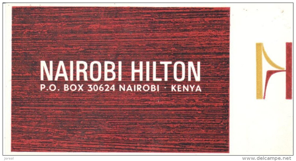 ETIQUETA DE HOTEL  -  NAIROBI HILTON  -NAIROBI -KENYA - Etiquetas De Hotel