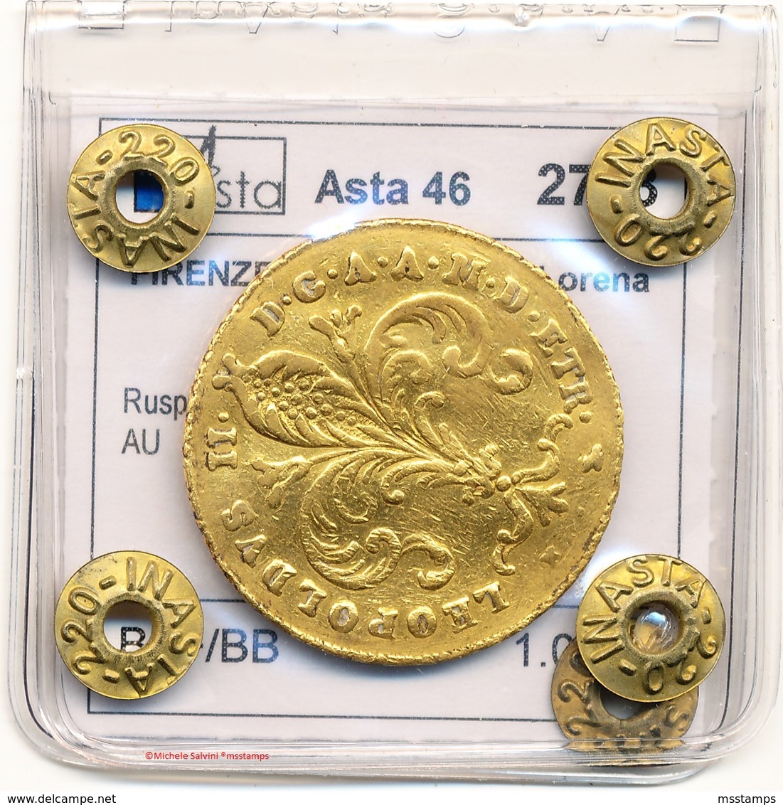 Italia Granducato Toscana FIRENZE Leopoldo II Lorena Ruspone 1829 Oro Gold Periziata (3 Ducato Fiorino Scudo Zecchino) - Toscane