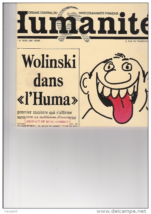 LIVRET DE 78 PAGES DE CARICATURES DE WOLINSKI -EDITION DE L'HUMANITE - 1977 - Wolinski