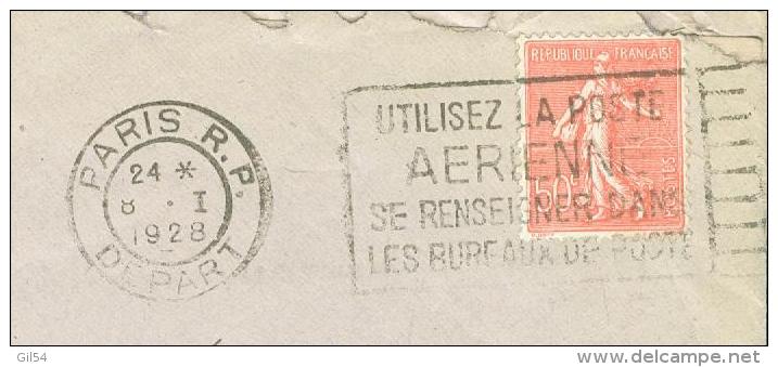 Yt 199 / Lac Oblit. Paris R.P.- Départ En 1928 - Utilisez La Poste / Aérienne/se Renseigner Dans/les Bureaux - Malb5412 - 1903-60 Semeuse Lignée