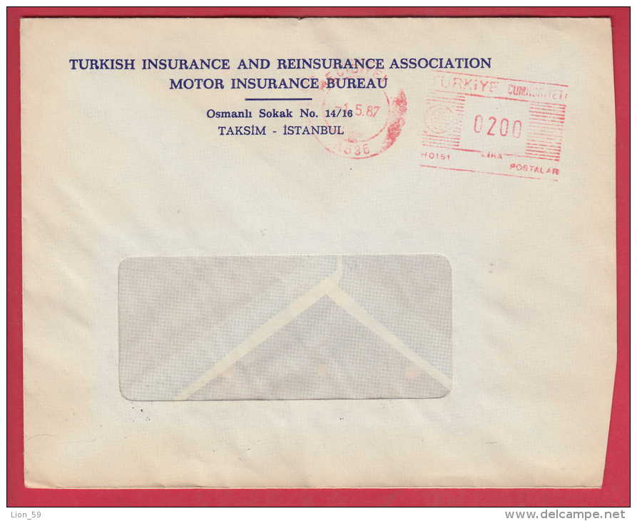 177266 / 1987 - MACHINE STAMPS 01.05.1987 - 0200 . TURKISH INSURANCE AND REINSURANCE ASSOCIATION Turkey Turkije Turquie - Covers & Documents