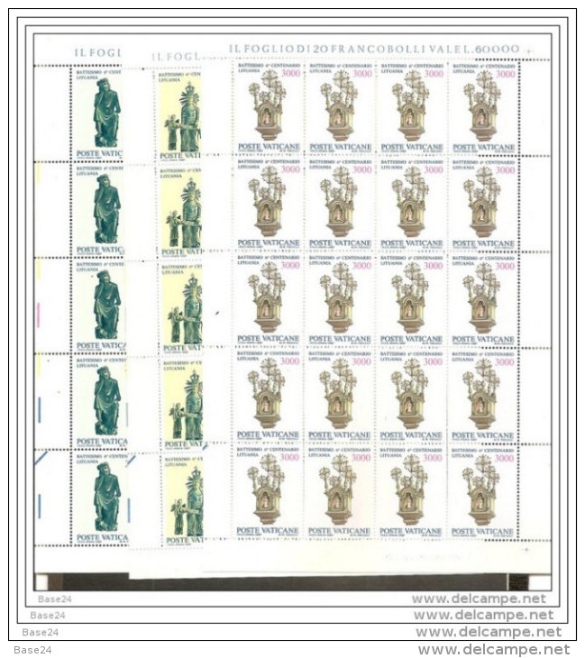 1987 Vaticano Vatican  LITUANIA  LITHUANIA 20 Serie Di 3v. In Foglio MNH** Sheets - Nuovi