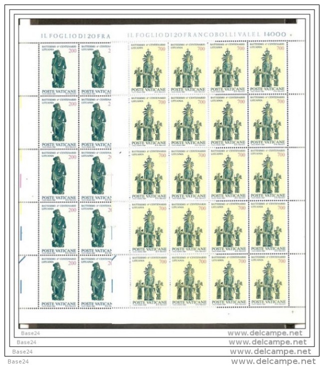 1987 Vaticano Vatican  LITUANIA  LITHUANIA 20 Serie Di 3v. In Foglio MNH** Sheets - Nuevos