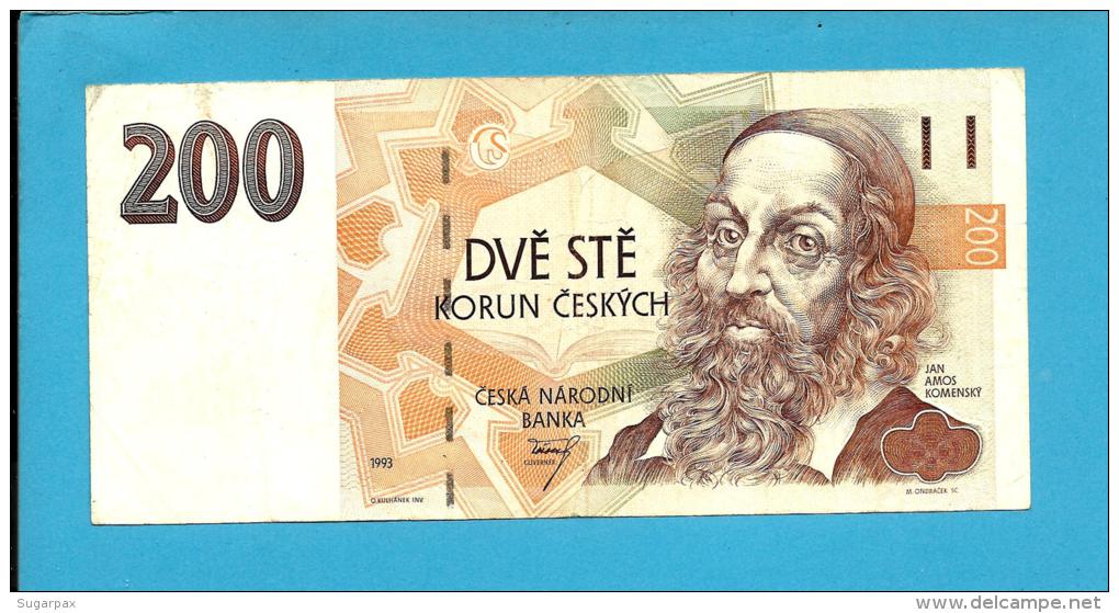 CZECH REPUBLIC - 200 Korun - 1993 - Pick 6.a -  Prefix A95 - Jan Ámos Komensky - 2 Scans - Tsjechië