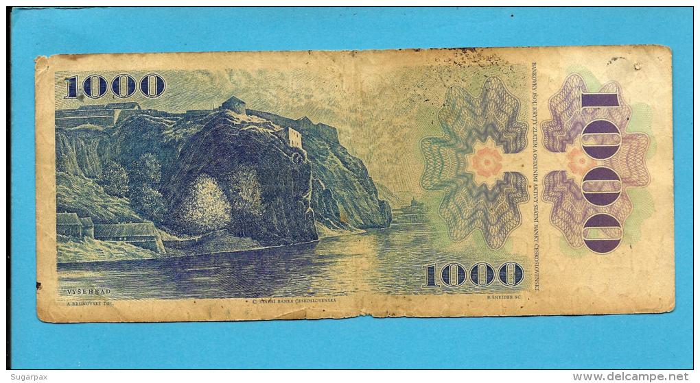 CZECH REPUBLIC - 1000 Korun - ND 1993 ( Old Date 1985 )- Pick 3.a -  With Revalidation Stamp - 2 Scans - Tsjechië