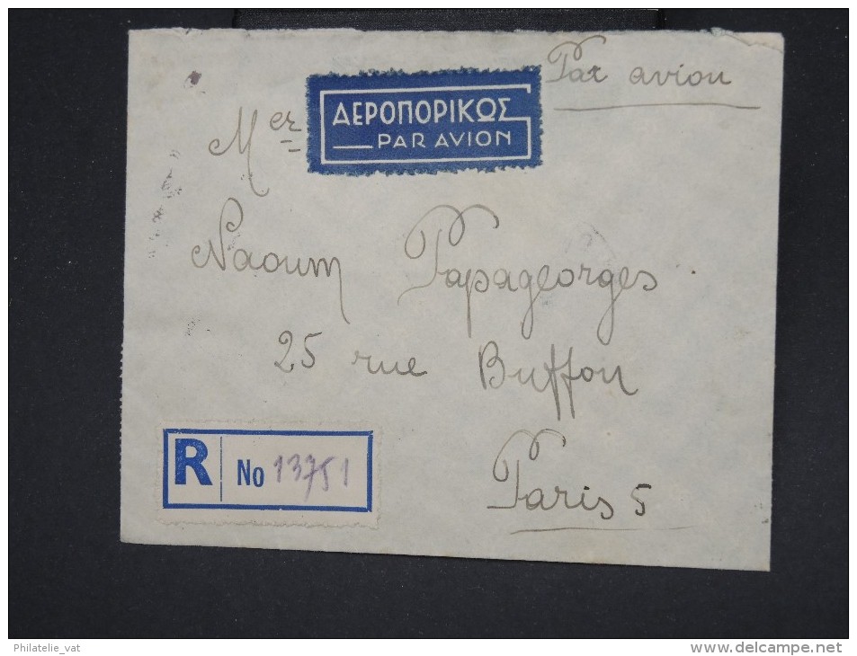 GRECE - Enveloppe En Recommandée De Théssalie Pour Paris En 1948 Par Avion - Aff. Plaisant - à Voir - Lot P7885 - Brieven En Documenten