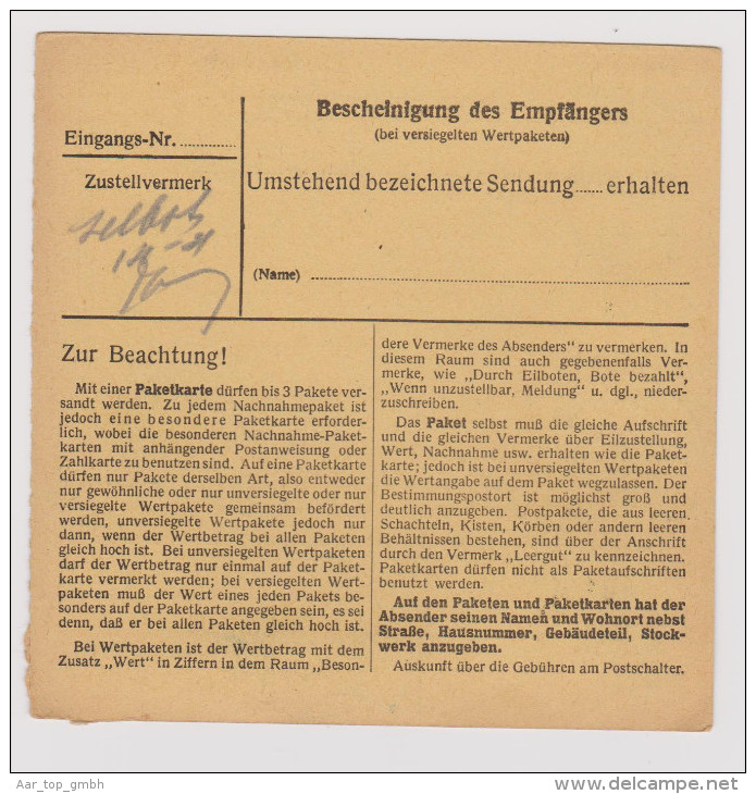 Heimat Luxemburg Diekirch 1943-04-14 Paketkarte DR-Marken - 1940-1944 Ocupación Alemana