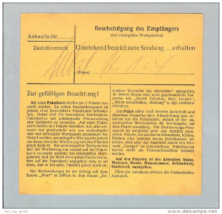 Heimat Luxemburg Grossbuss 1943-04-01 Paketkarte DR-Marken - 1940-1944 Occupation Allemande
