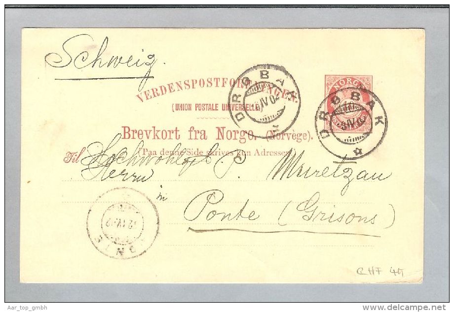 Heimat Norwegen Drobak 1904-04-08 10 Ore Ganzsache > Ponte CH - Cartas & Documentos