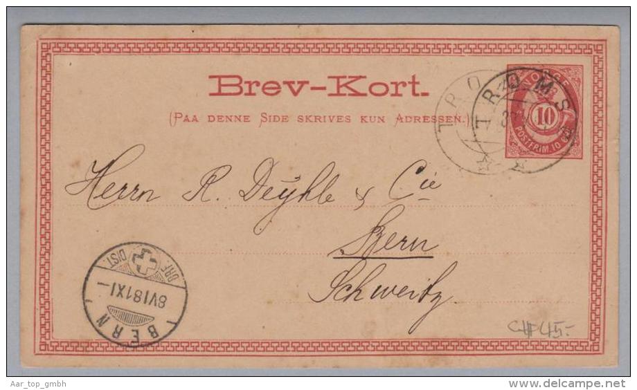 Heimat Norwegen Tromso 1881-04-08 GS 10 Ore > Bern CH - Postal Stationery