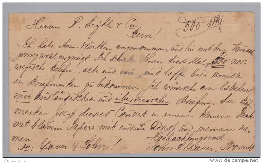 Heimat Norwegen Tromso 1881-04-08 GS 10 Ore > Bern CH - Entiers Postaux