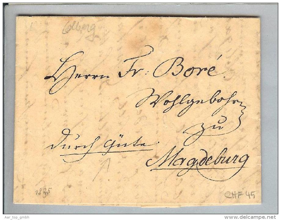 Heimat Polen Colberg 1824-01-10 Brief Nach Magdeburg - ...-1860 Prefilatelia