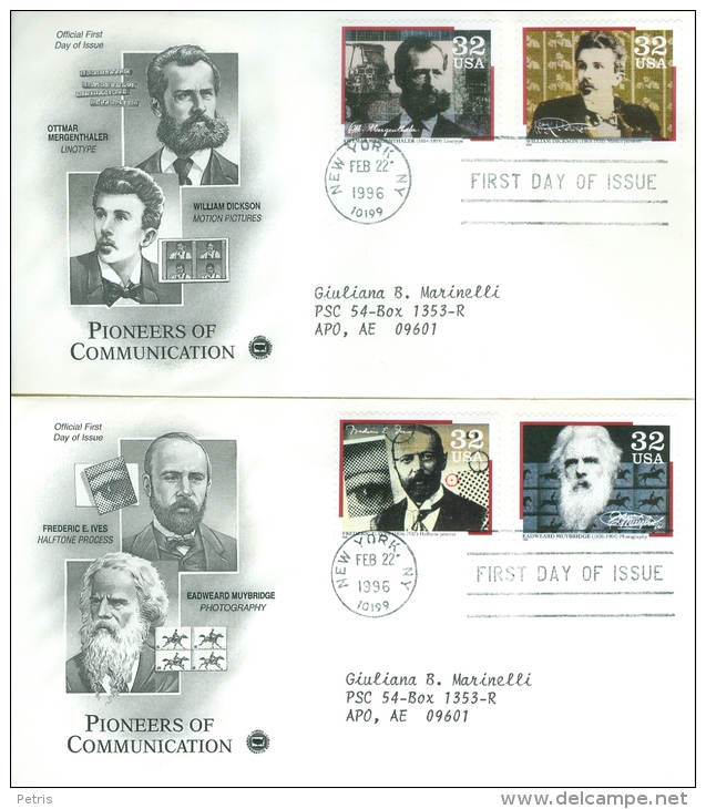 United States 1996 Pioneers Of Communications FDC - Lot USA9614 - 1991-2000