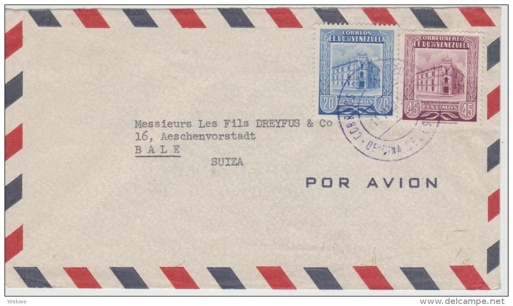 Ven073/  VENEZUELA - Brief (cover)  Hauptpostamt In Caracas 1955 In  Die Schweiz - Venezuela