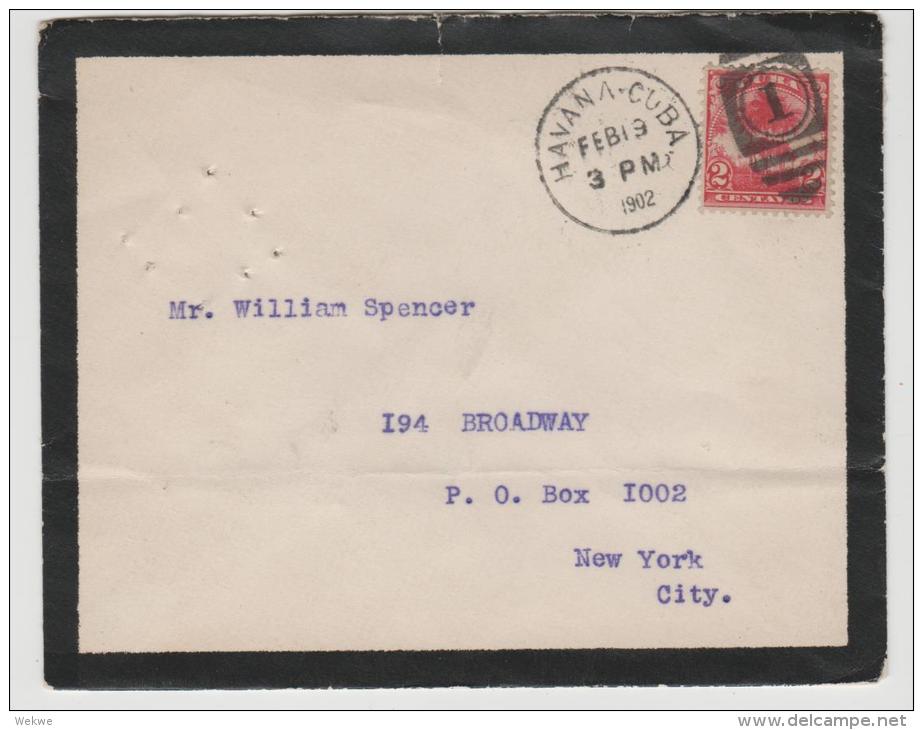 Cu037a/  KUBA - Brief (cover)  Trauerbrief 1902 Havana-N.Y. - Cartas & Documentos