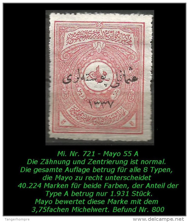 TURKEY , EARLY OTTOMAN SPECIALIZED FOR SPECIALIST, SEE...  Mi. Nr. 721 In Ungebraucht. Mayo 55 A Tt -RRR- - 1920-21 Anatolia