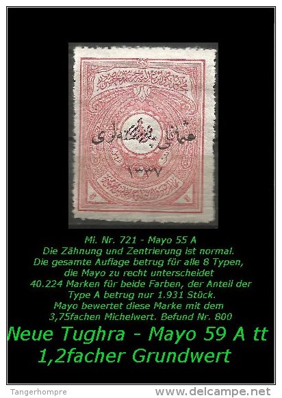 TURKEY , EARLY OTTOMAN SPECIALIZED FOR SPECIALIST, SEE...  Mi. Nr. 721 In Ungebraucht. Mayo 55 A Tt -RRR- - 1920-21 Anatolia