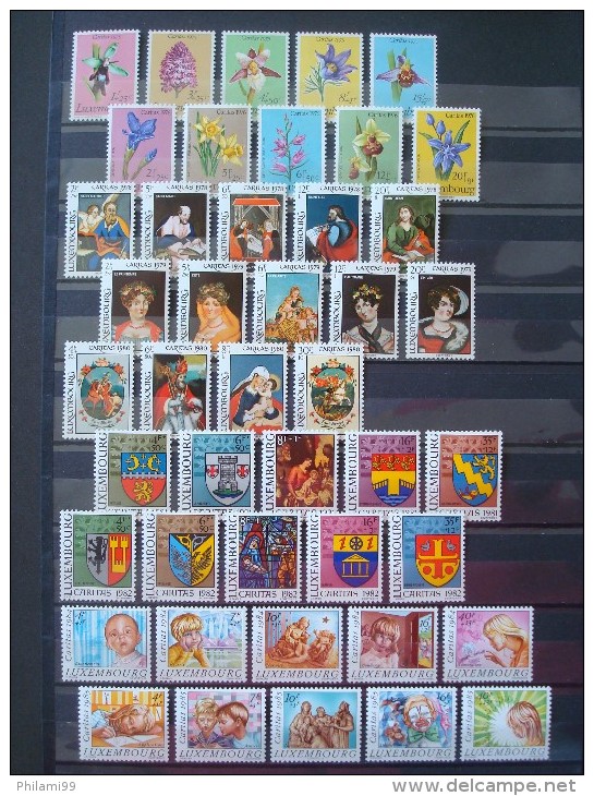 LUXEMBURG / 9 SETS CARITAS /MNH **/ 1975 1976 1978 1979 1980 1981 1982 1984 1985 - Colecciones