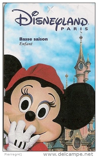 PASS-DISNEYLAND-PARIS-199 9- HIVER-MINNIE-ENFANT-V°SPE OS-99/02/MIN -V° Valide JEUNES-TB E - Disney-Pässe