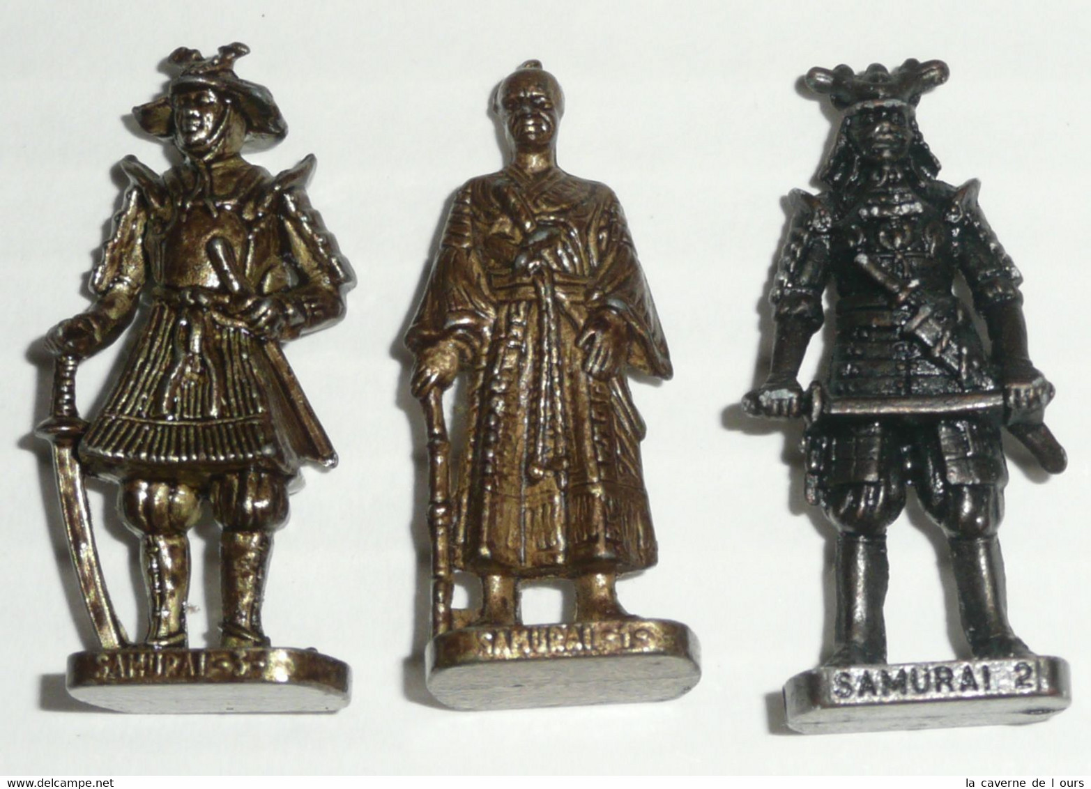 Lot 3 Figurines Métal Kinder Vintage Samouraïs N°1 2 & 3 Scame, Samurai Samourai - Metalen Beeldjes