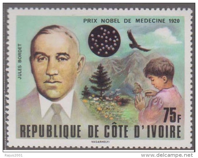 Jules Bordet, Mountain, Microbiology, Nobel Prize In Medicine, Butterfly, Eagle, Petri Dish, MNH Ivory Coa - Medizin