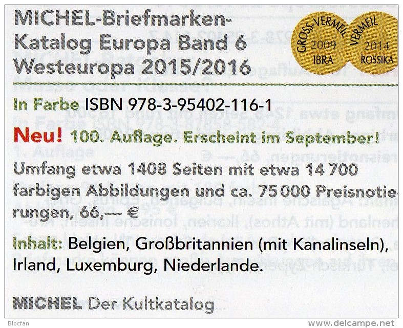 MICHEL West-Europa Part 6 Katalog 2015/2016 New 66€ Belgien Irland Luxemburg Niederlande UK GB Jersey Guernsey Man Wales - Other & Unclassified