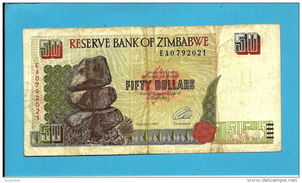ZIMBABWE - 50 DOLLARS - 1994 - Pick 8 - Sign. 3 - 2 Scans - Zimbabwe