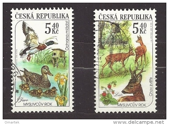 Czech Republic  Tschechische Republik  2000 Gest. Mi 272, 273 Sc 3132a, 3132b  Huntsman´s Year: Spring, Summer. - Gebruikt